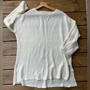 Ambiance white knit large round neck sweater